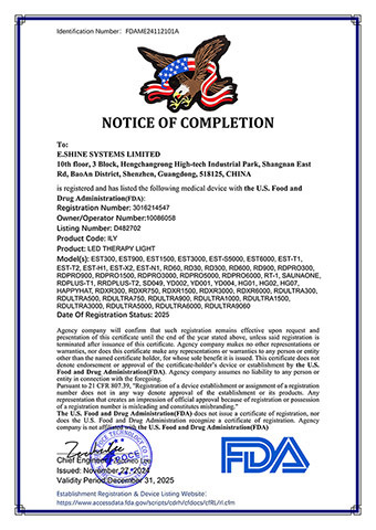 Certyfikat FDA panel LED